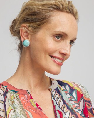No Droop™ Turquoise Howlite Clip-on Earrings