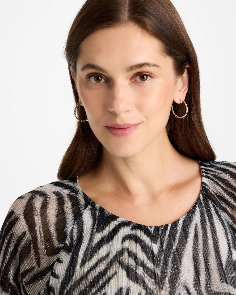 Silvertone Front-To-Back Hoop Earrings click to view larger image.