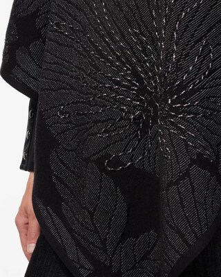 Floral Print Lurex Detail Poncho