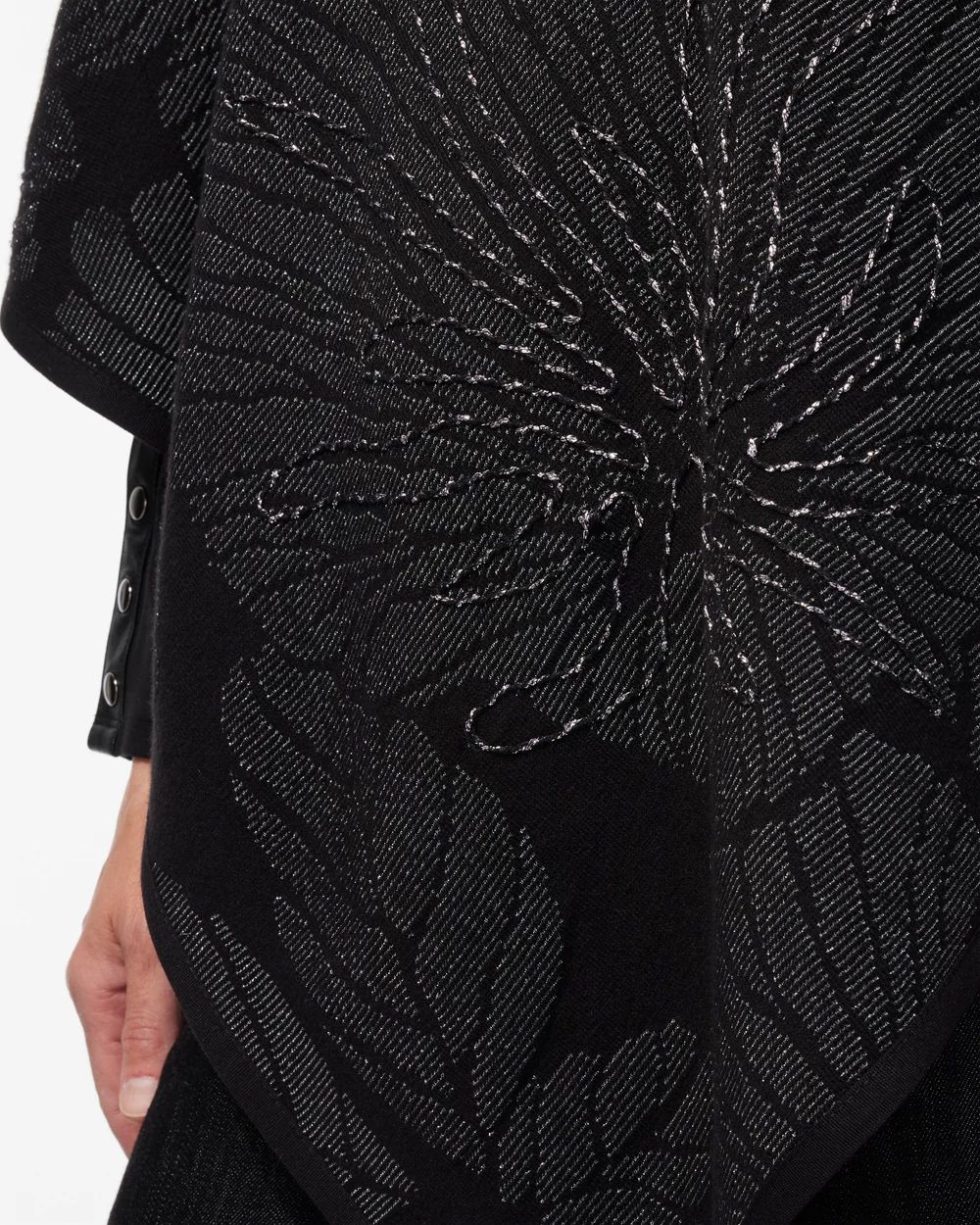 Floral Print Lurex Detail Poncho