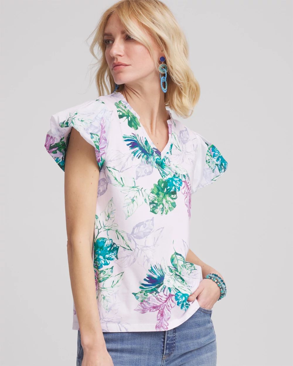 Notch Neck Cap Sleeve Tee
