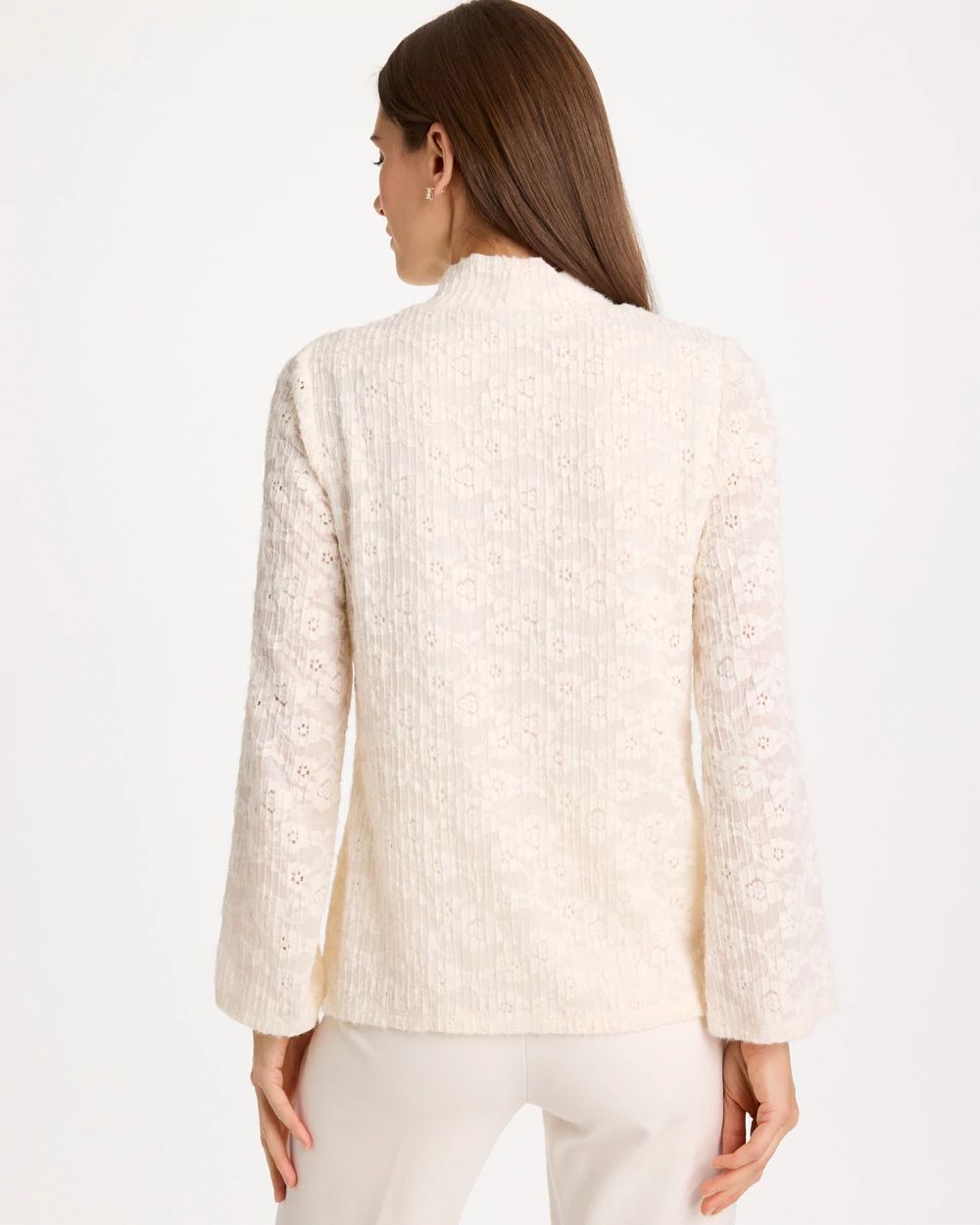 Lace Knit Long Sleeve Top click to view larger image.