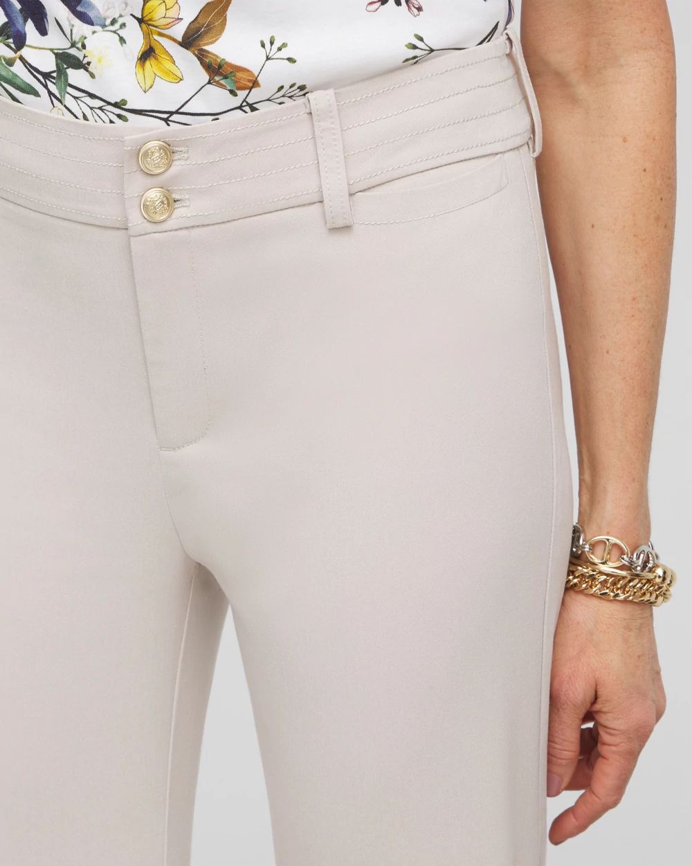 Trapunto Straight Leg Cropped Pants