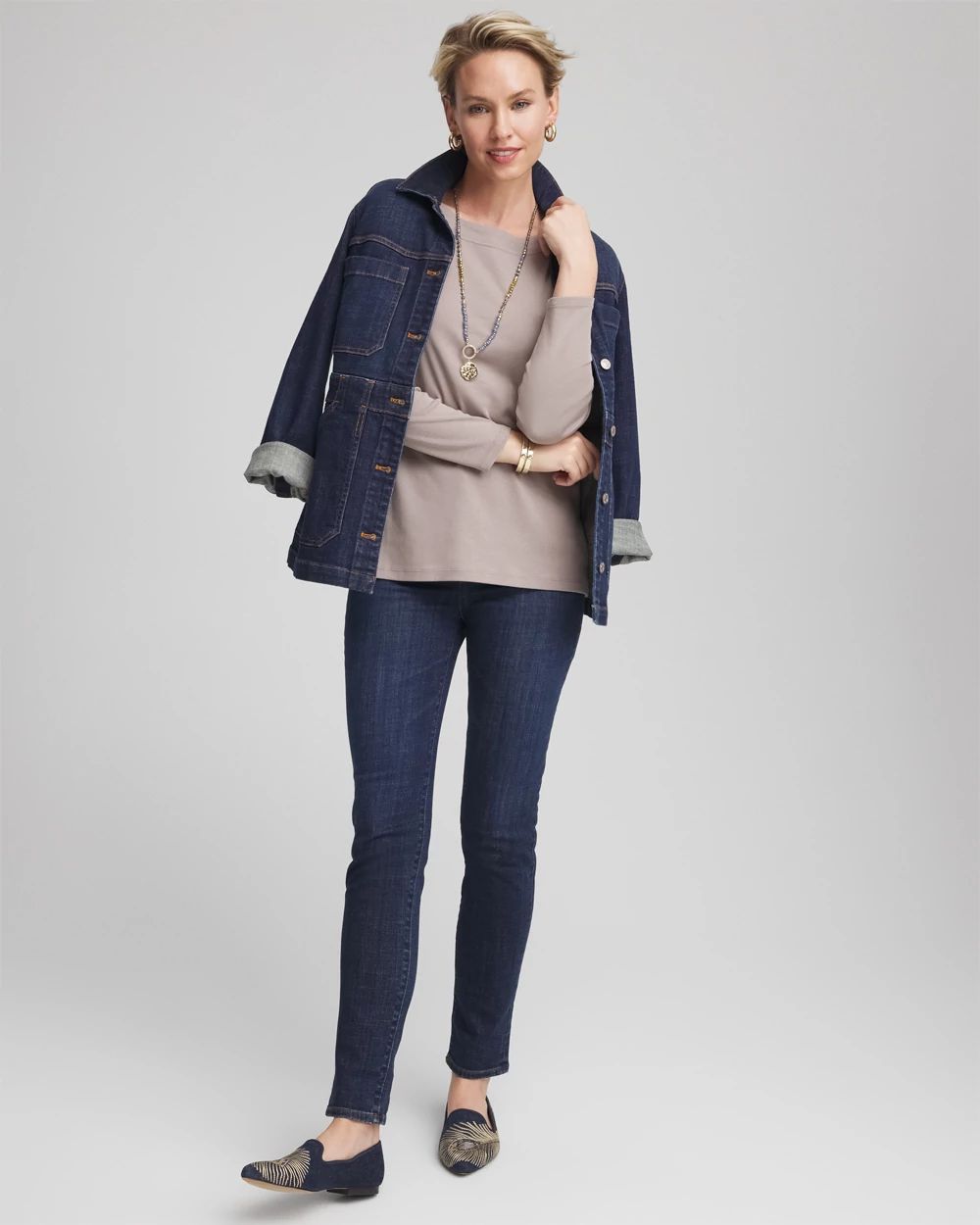 Stretch Cotton Boatneck Tunic click to view larger image.