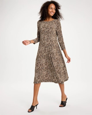 Travelers™ Leopard Boatneck Midi Dress click to view larger image.