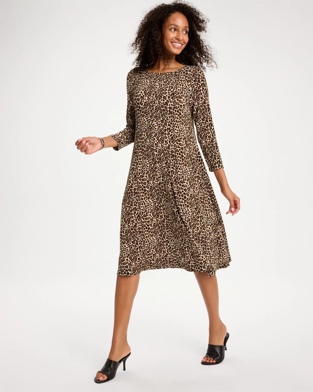 Travelers™ Leopard Boatneck Midi Dress click to view larger image.