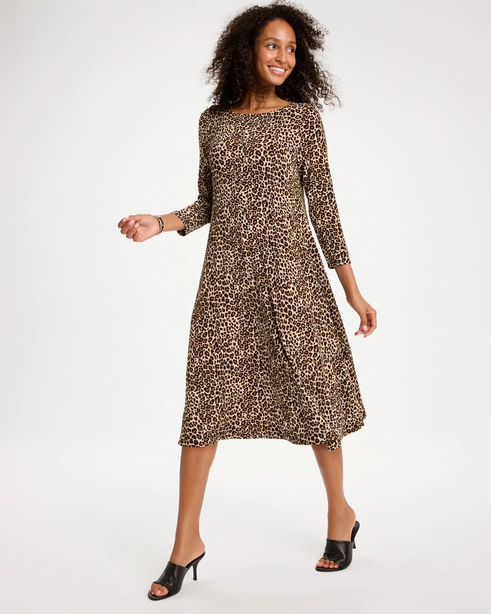 Travelers™ Leopard Boatneck Midi Dress click to view larger image.