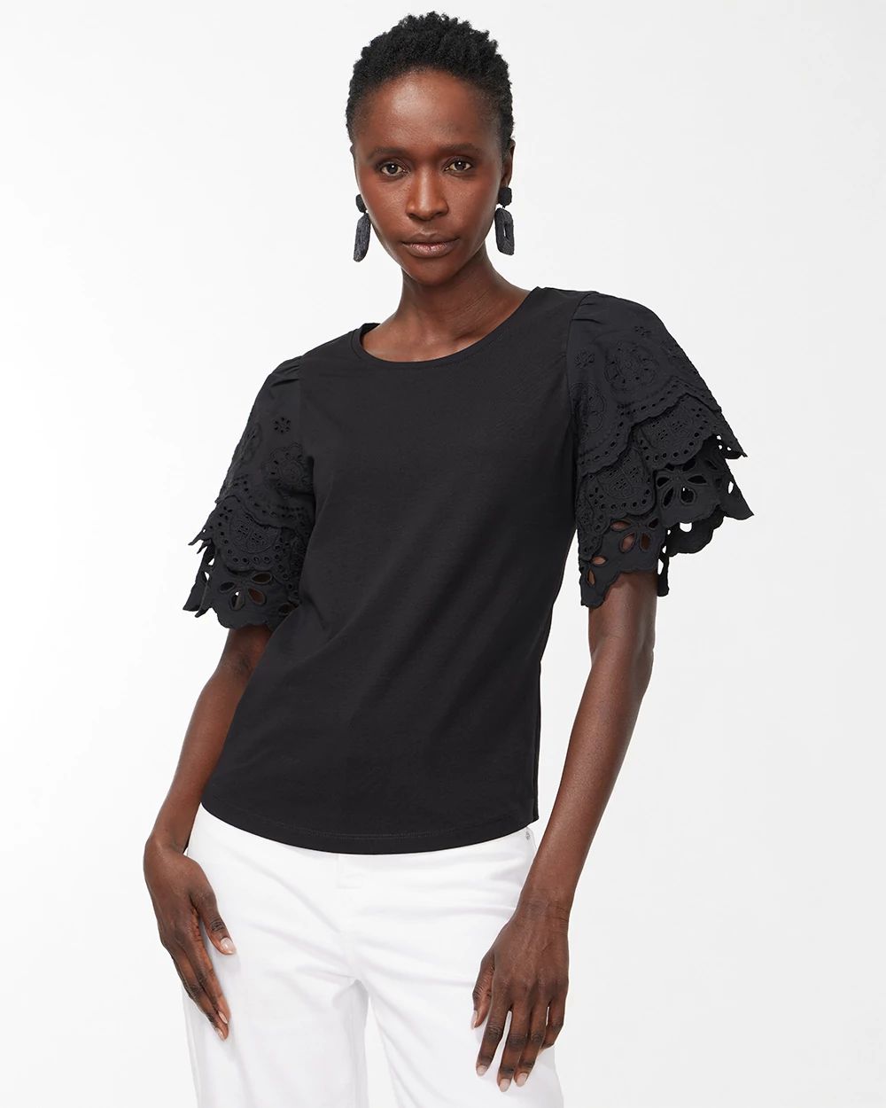 Eyelet Tier Sleeve Top