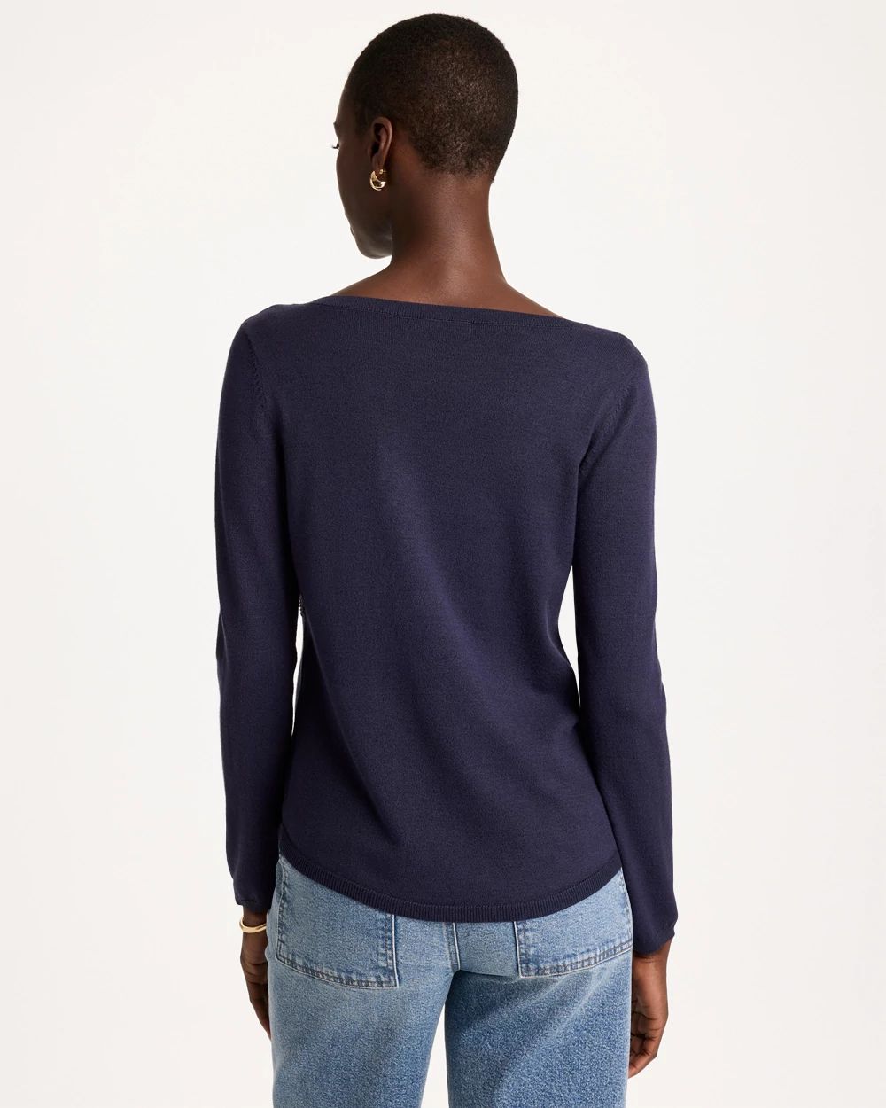 Ella Bateau Jacquard Pullover Sweater click to view larger image.