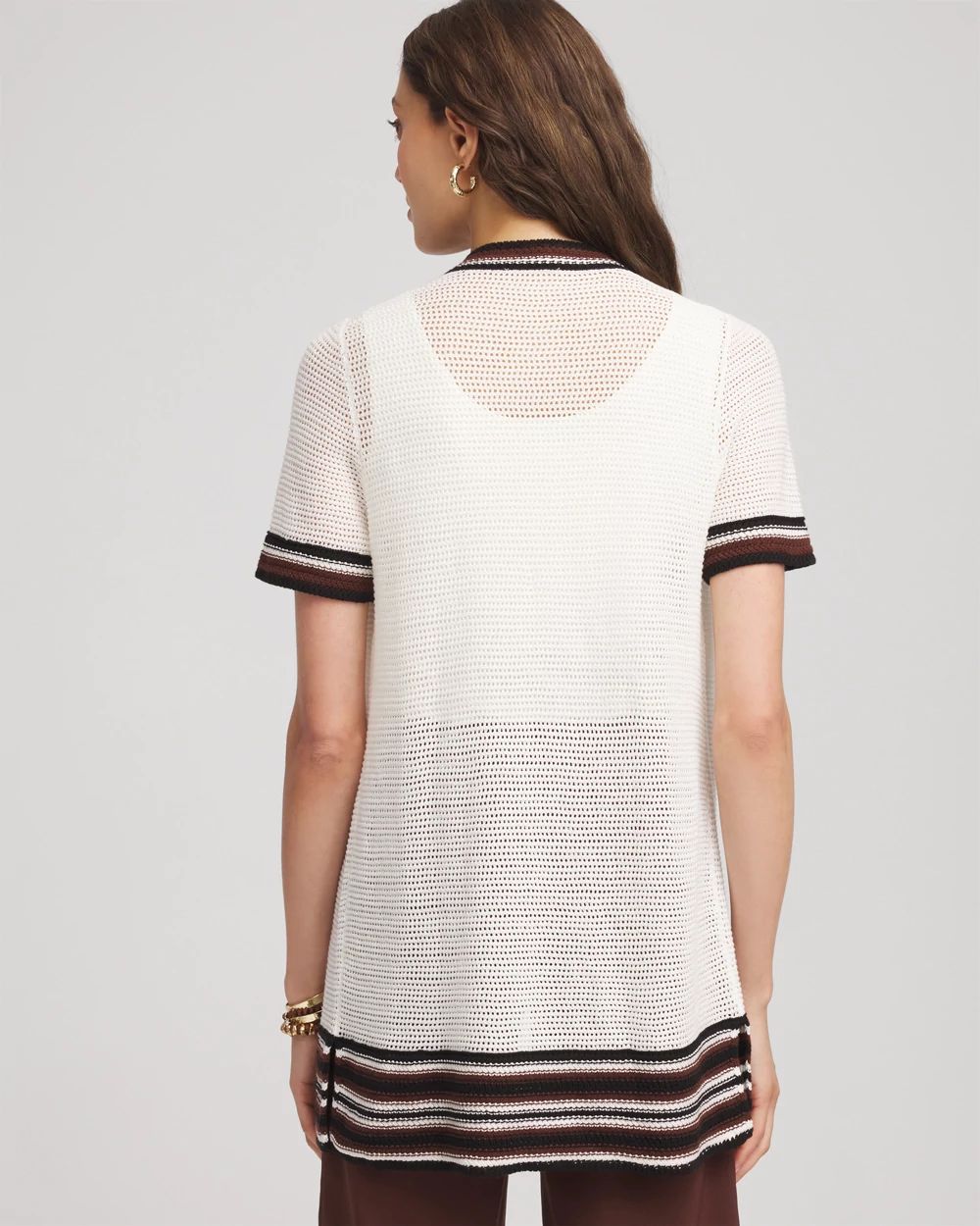 Pointelle High-Style Short-Sleeve Cardigan