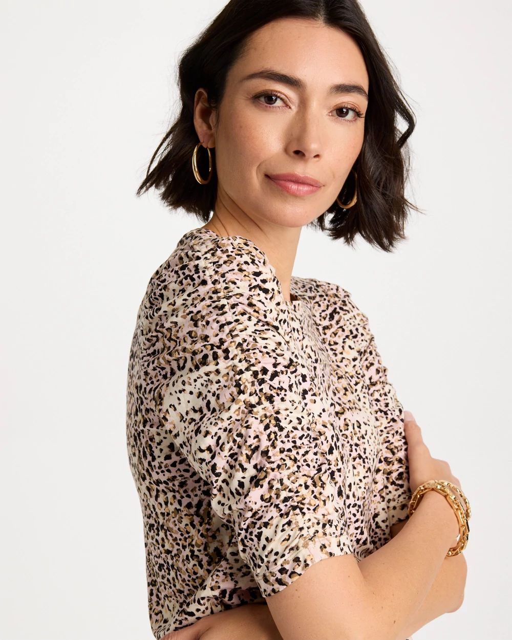 Touch of Cool™ Animal Print Shirred Tee