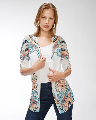 Summer Romance Paisley Ruched Cardigan