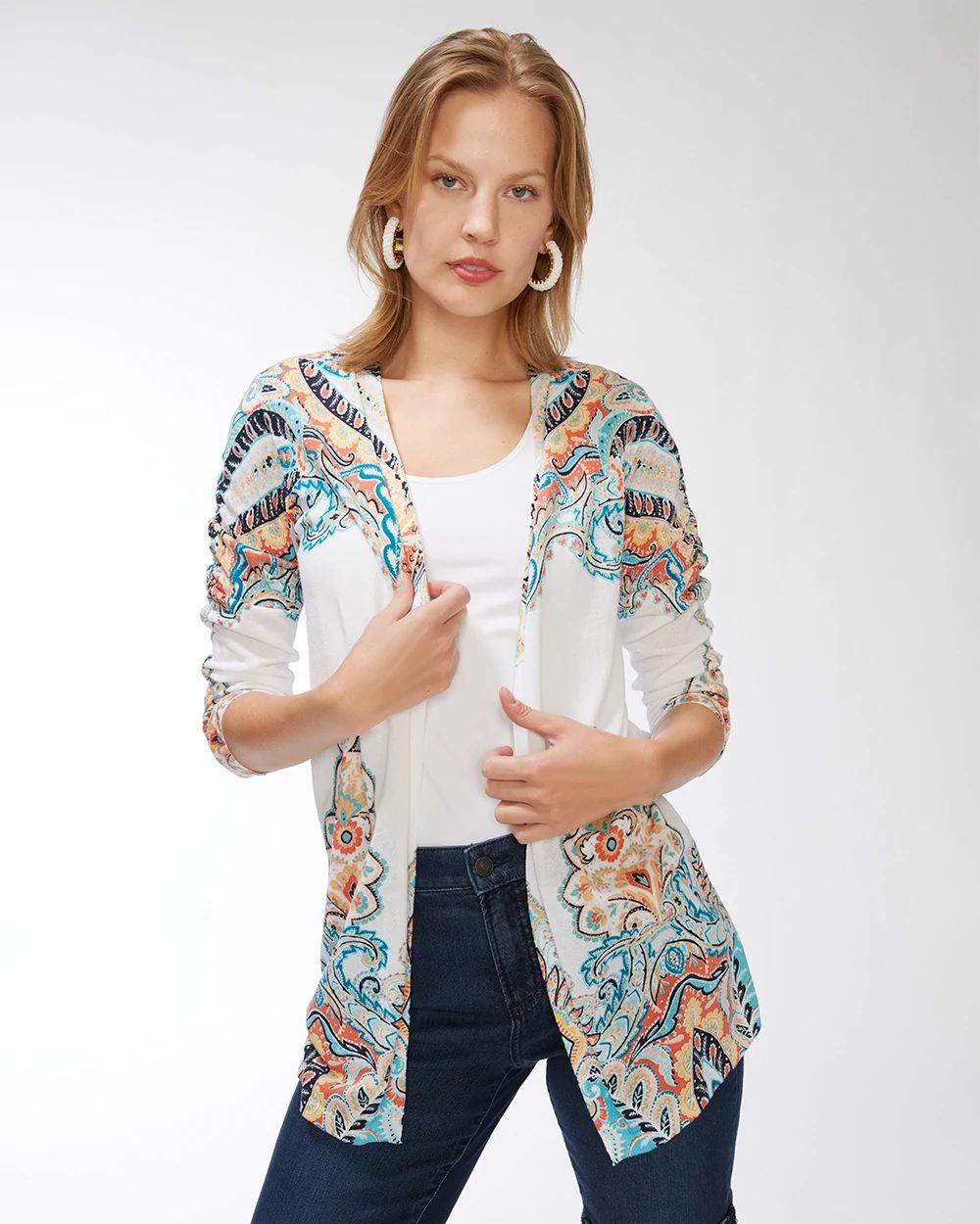 Summer Romance Paisley Ruched Cardigan
