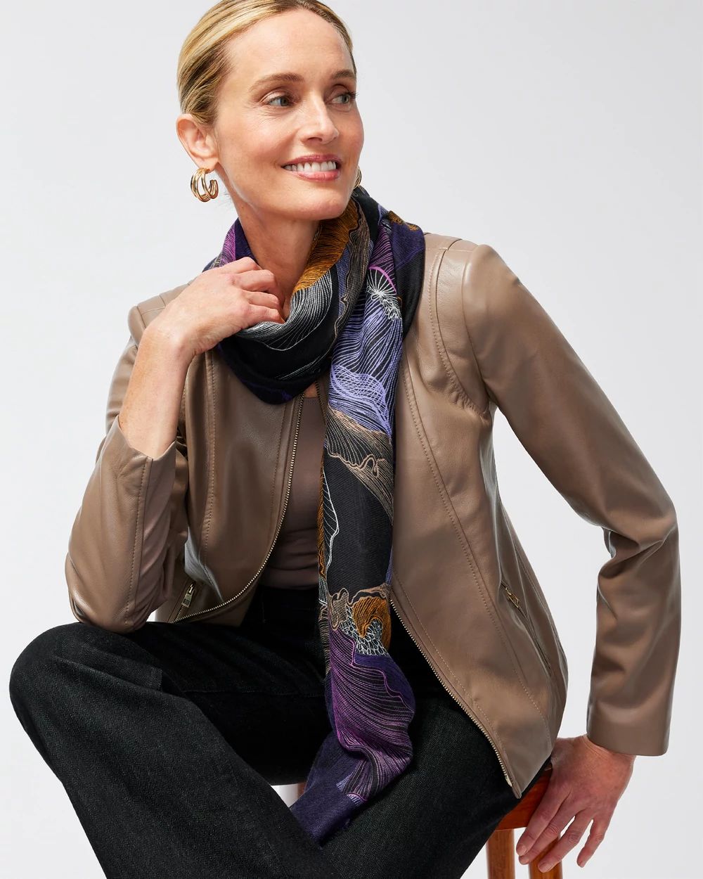 Floral Print Oblong Scarf