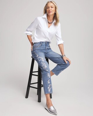 Embellished Tapered Jeans click to view larger image.