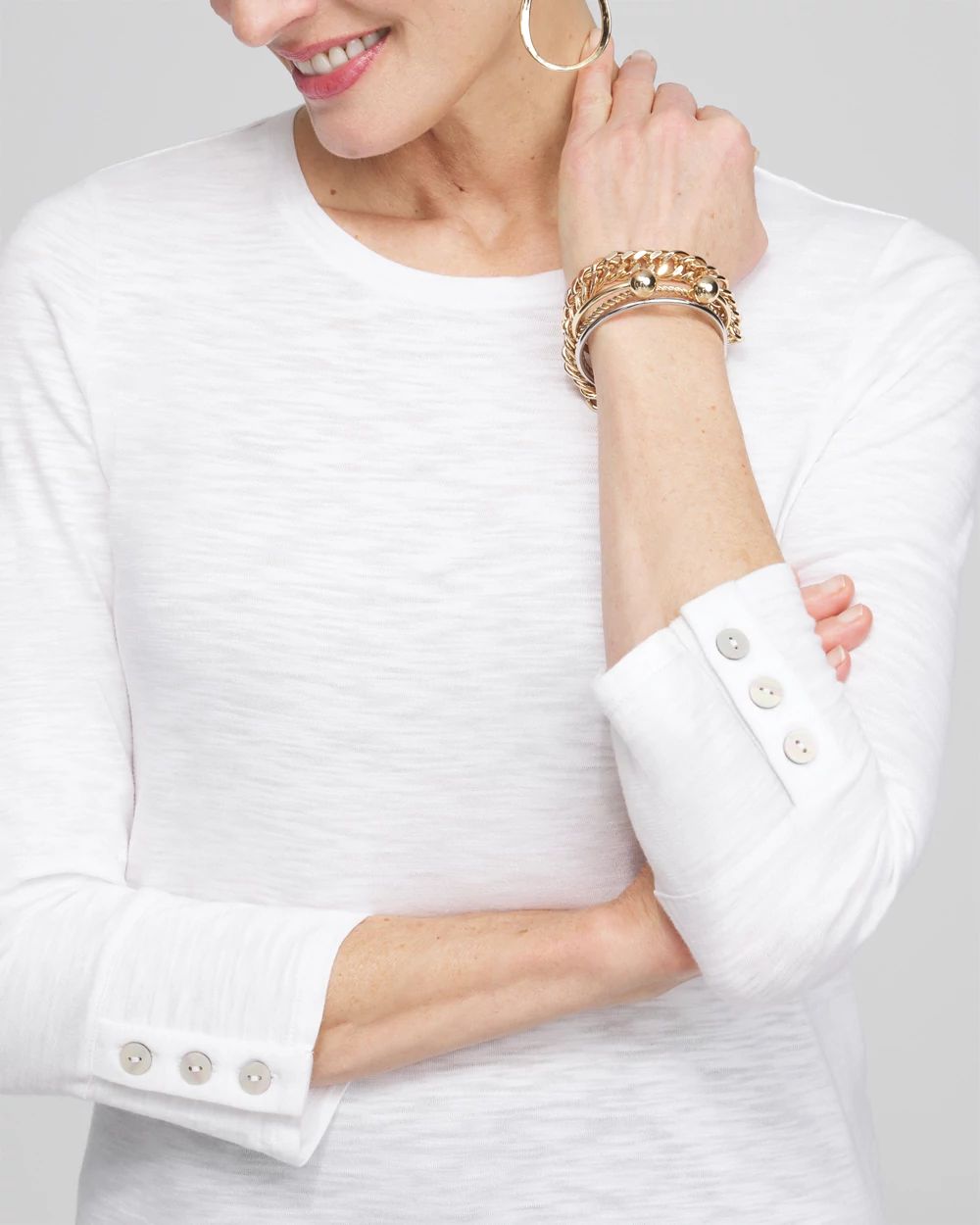 3/4 Sleeve Button Tee