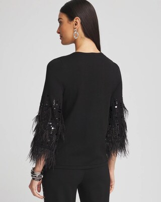 Feather Sequin Pullover Sweater click to view larger image.
