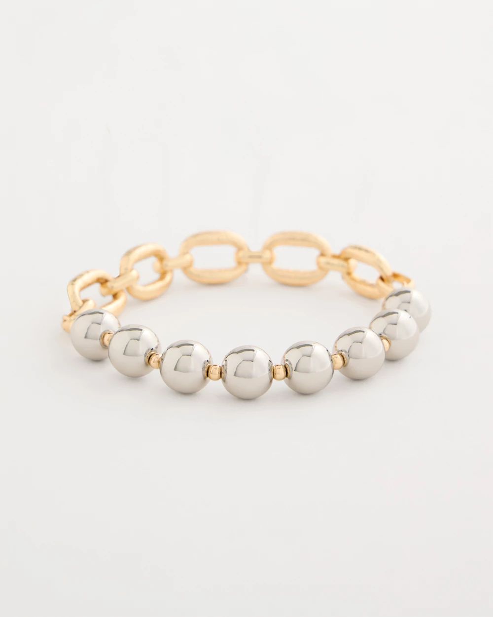 Mixed Metal Chain Bead Stretch Bracelet
