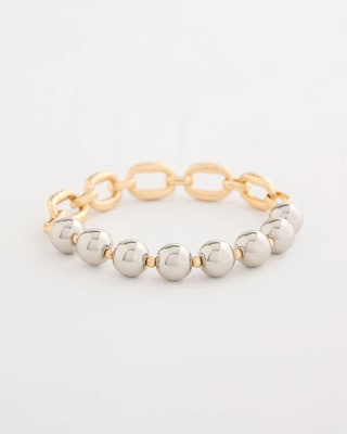 Mixed Metal Chain Bead Stretch Bracelet