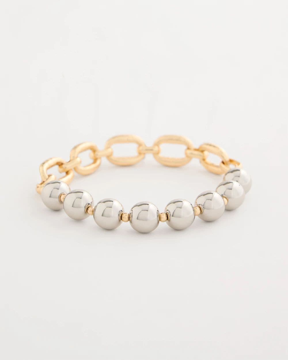 Mixed Metal Chain Bead Stretch Bracelet