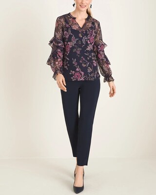 Pull-On Tapered Crepe Ankle Pants