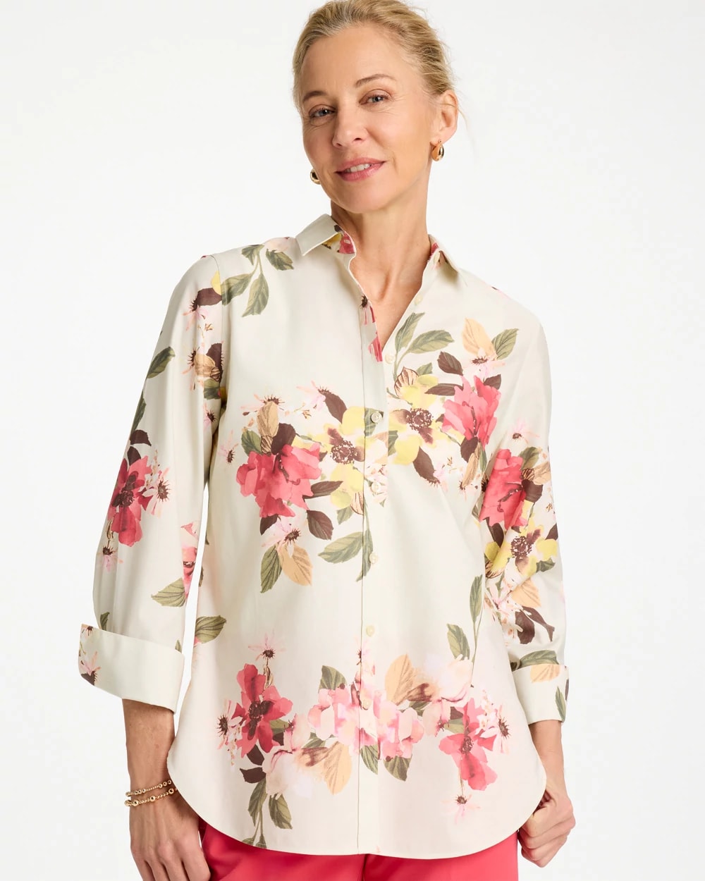 No Iron™ Printed Stretch Shirt, photo 1 of 5