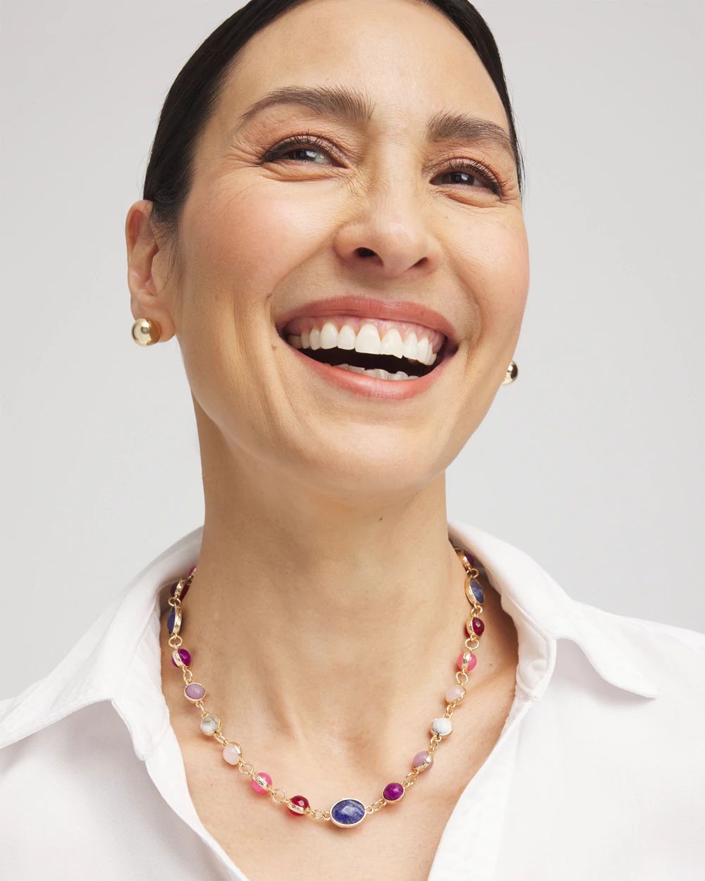 Multi-color Bead Single Strand Necklace