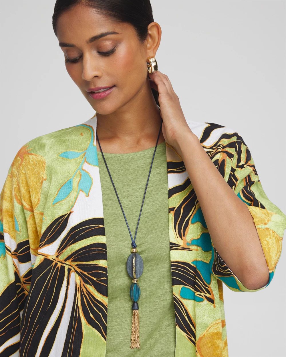 Adjustable Painted Wood Pendant Necklace