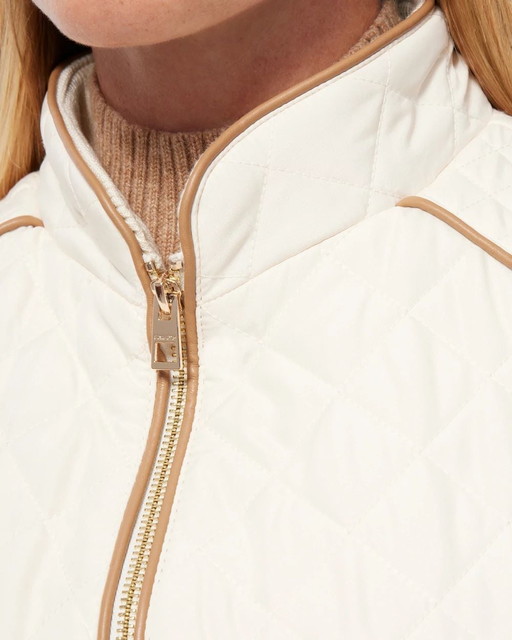 Rib Trim Quilted Vest