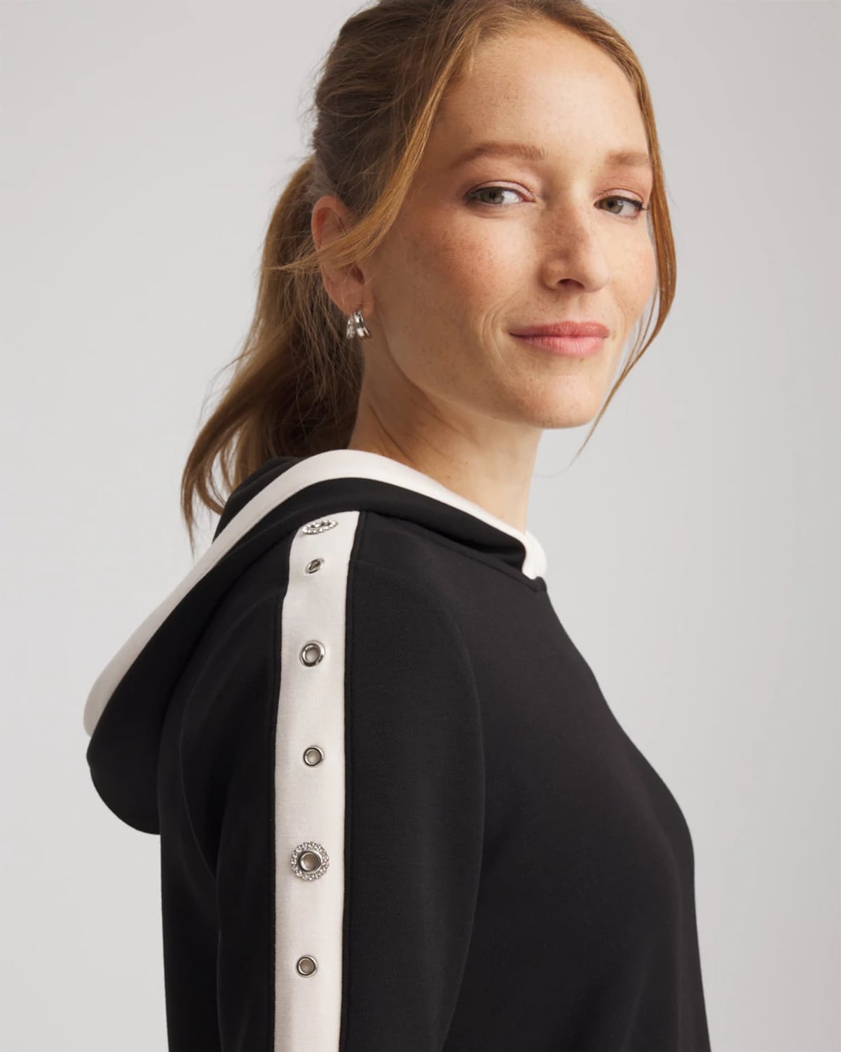 Chico's Scuba Grommet Top In Black In Black