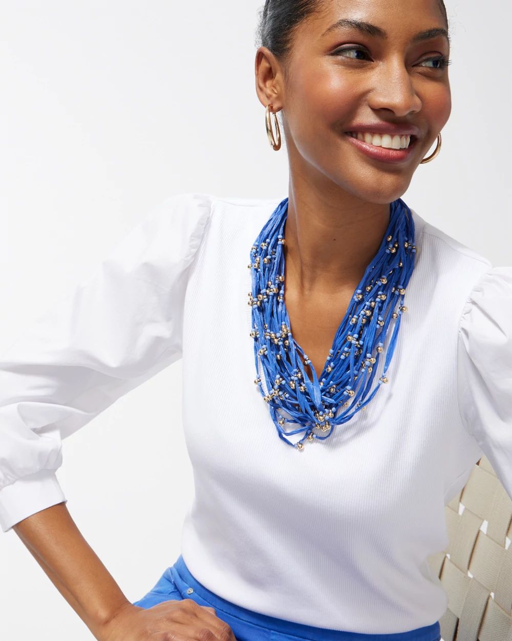 Blue & White Multistrand Necklace