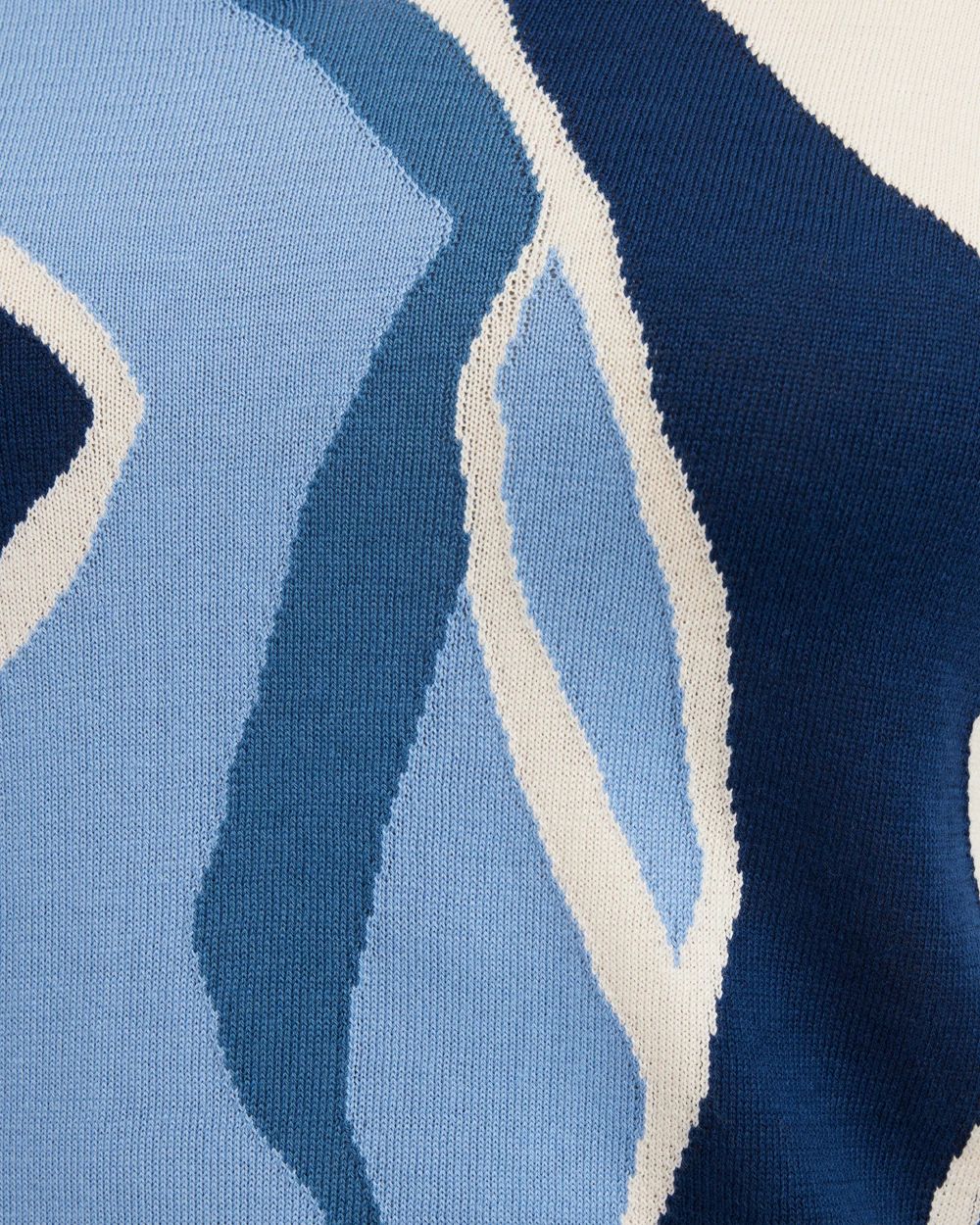 Spun Rayon Intarsia V-neck Pullover