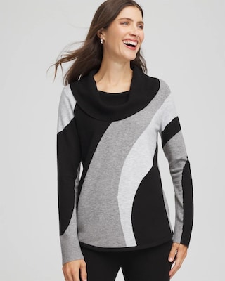 Zenergy® Luxe Intarsia Cowlneck Top