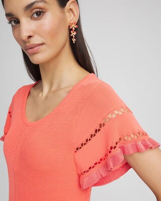 Cutout Short-Sleeved Pullover Sweater click to view larger image.