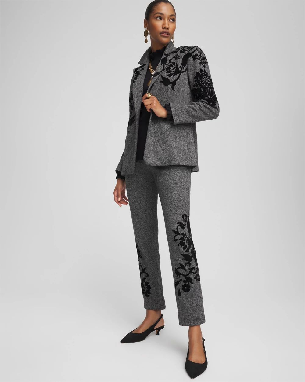 Juliet Flocked Menswear Ankle Pants