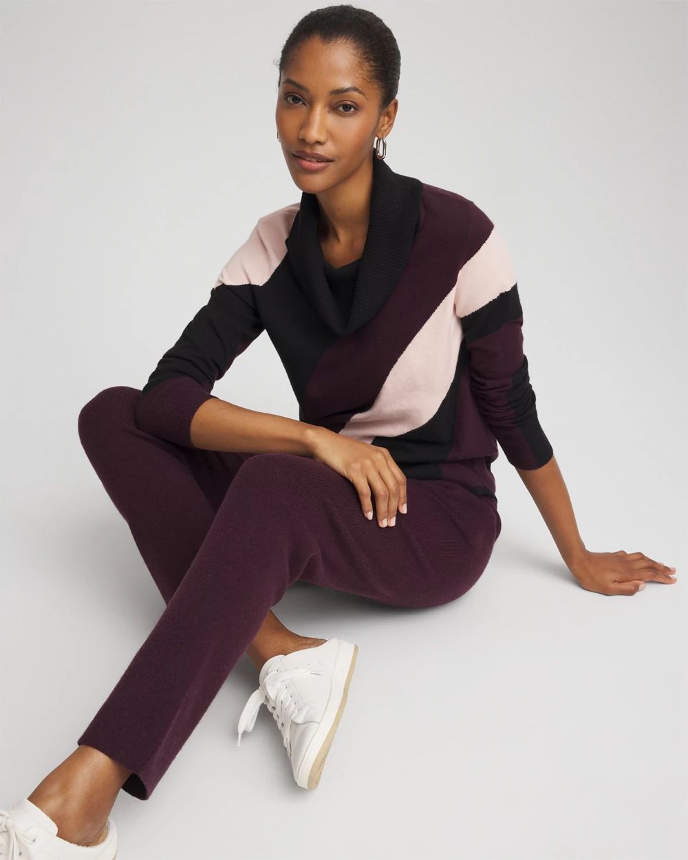 Zenergy® Luxe Intarsia Cowlneck Top click to view larger image.
