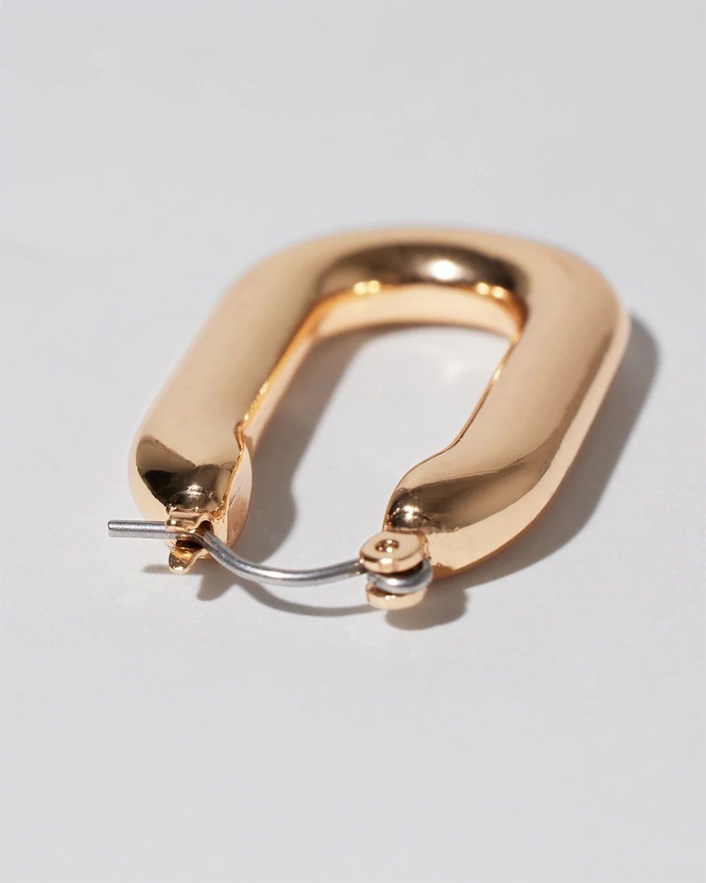 Gold Tone Oval Hoop Earrings