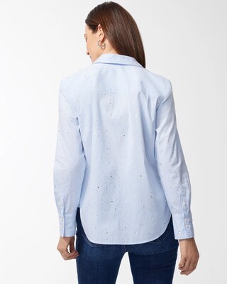 Poplin Rhinestone Stripe Shirt