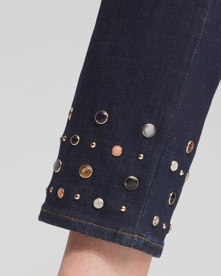 Petite Girlfriend Rivet Detail Ankle Jeans
