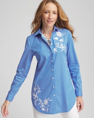 No Iron™ Embroidered Pinstripe Tunic click to view larger image.