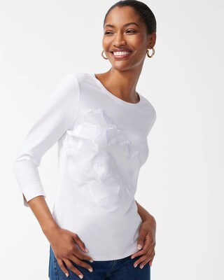 3/4 Sleeve Embroidered Perfect Tee