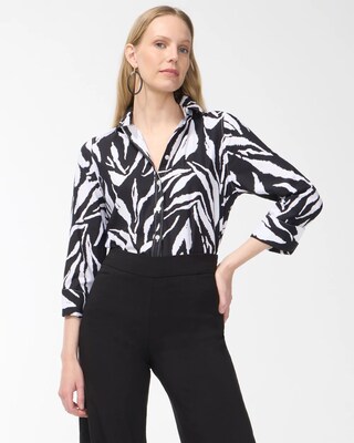 No Iron Stretch Zebra 3/4 Sleeve Shirt