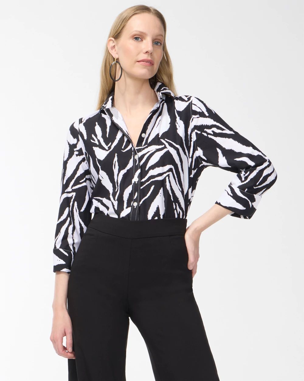 No Iron Stretch Zebra 3/4 Sleeve Shirt