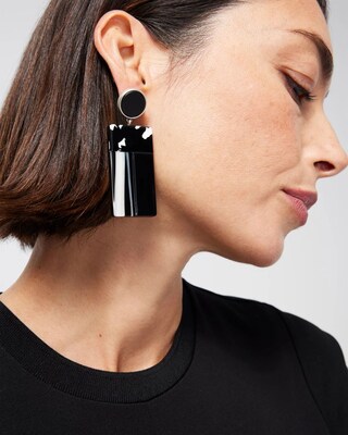 Marble Rectangle Drop Earrings