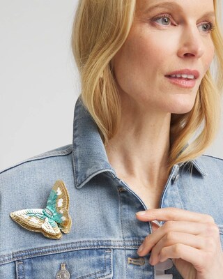 Gold and Blue Butterfly Brooch