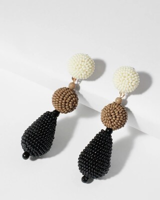 Black & Neutral Seed Bead Earrings