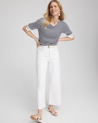 Stripe Grommet Detail Tee