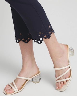Brigitte Eyelet Hem Slim Cropped Pants click to view larger image.