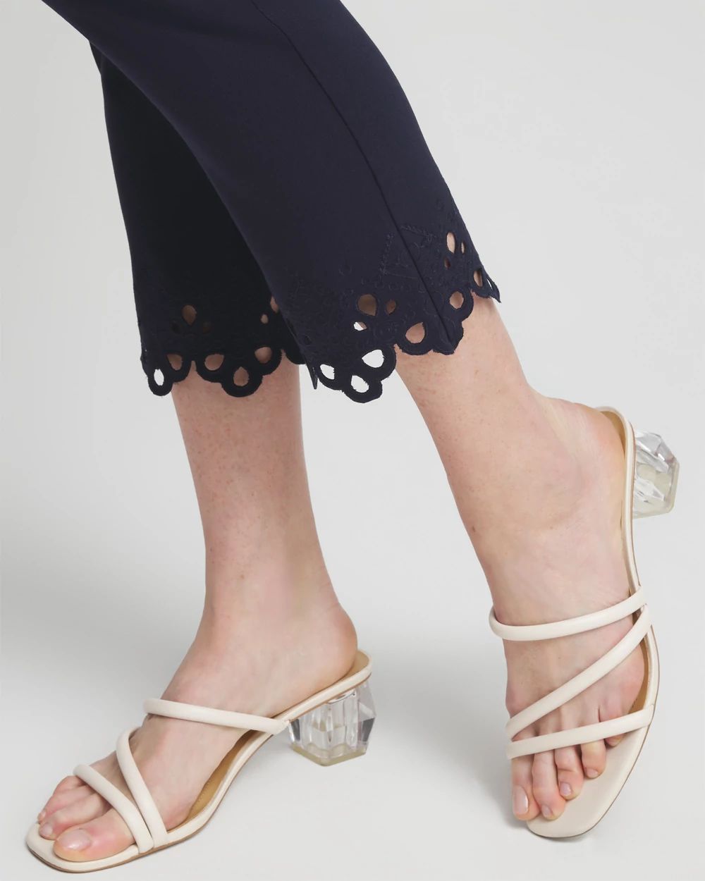 Petite Brigitte Eyelet Hem Slim Cropped Pants