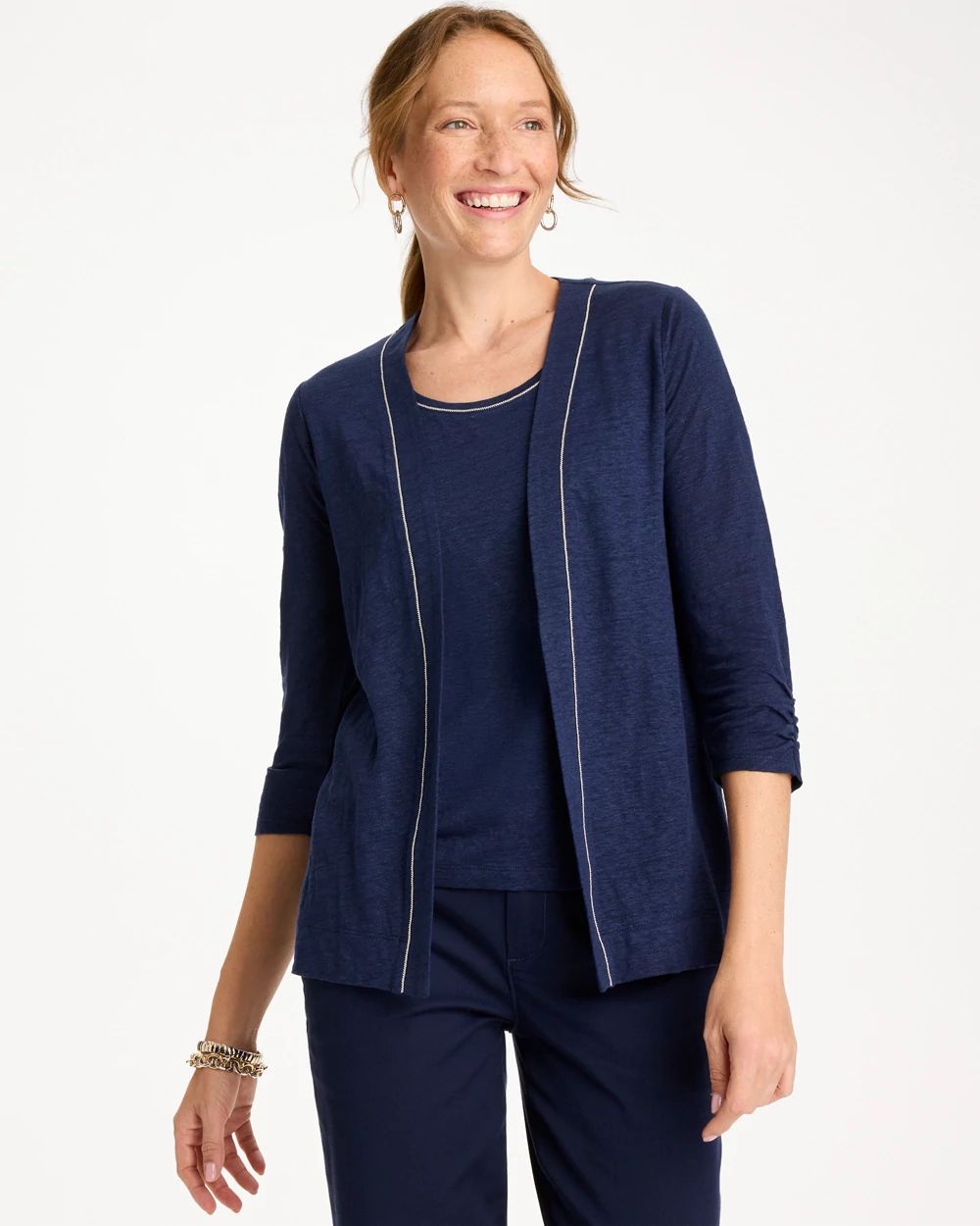 Linen Open Front Cardigan